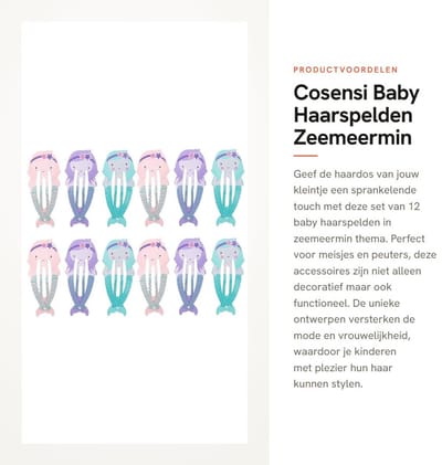 Dailygoods- Haarspelden Set van 12 - Baby Haaraccessoires - Zeemeermin Design - Haarklemmen voor Meisjes - Geschikt voor Peuters - Comfortabele Fixatie