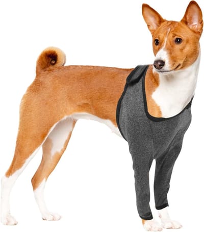 Herstel sleeves voor honden - Bescherming voor voorpoot, elleboogbandage tegen wonden en hotspots - XXL Grijs