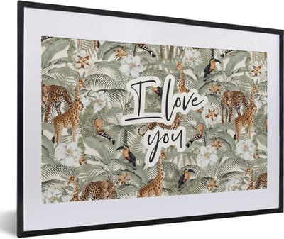 Fotolijst incl. Poster - I love you - BFF - Vriendin - Vriend - Quotes - Spreuken - 60x40 cm - Posterlijst