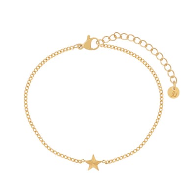 Essentialistics - Armband gevlamd sterretje - Volwassenen - Goudkleur - Stainless steel (verkleurt niet) - Verlengkettinkje