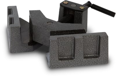 EBERTH 90-graden hoekbankschroef, hoekklem, hoekklem, 104 mm bekbreedte, 60 mm klembereik, verstekklem van massief gietijzer met stalen spindel, voor metaallassen en houtbewerking, bekhoogte 34 mm