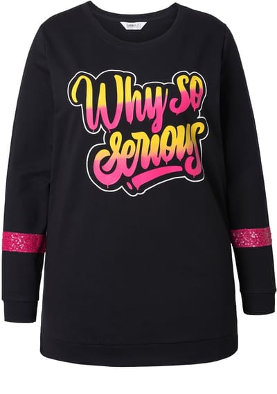 Angel of Style - Dames - Sweatshirt opschrift V-hals - Zwart - Maat 42