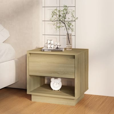 vidaXL - Nachtkastje - 45x34x44 - cm - bewerkt - hout - sonoma - eikenkleurig