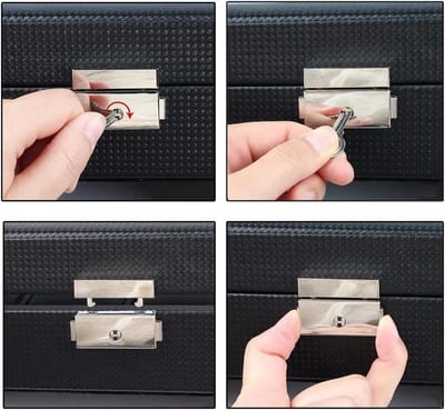 Bewaardoos voor horloges met 3 vakken, transparant glazen deksel en uitneembare kussens voor optimale bescherming