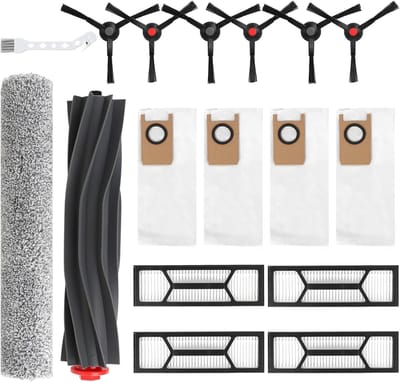 17 STKS Accessoires Kit gescht voor eufy Omni S1 Pro/Omni S1 Robot Stofzuiger, Vervangende Onderdelen Hoofdborstel, Rolling Mop, Zijborstel, Wasbaar Filter, Stofzak