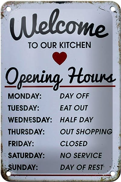 Blechschild Spruch 12x18cm welcome to our Kitchen Opening