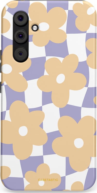 Casetastic hoesje geschikt voor Samsung Galaxy A54 (2023) 5G - Dubbellaagse bescherming - Madeliefjes feest - Fashion Case - Zand Wit Lila Zilver