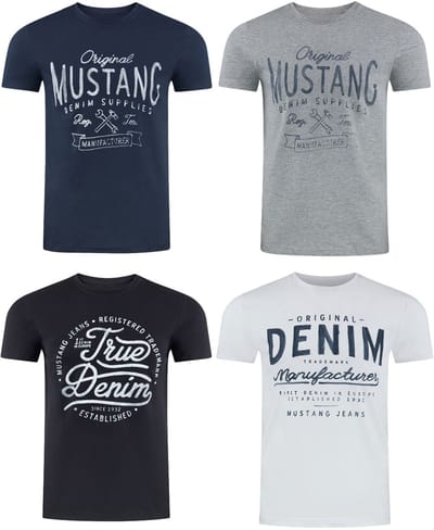 Mustang Heren T-Shirt 4er Pack regular fit Veelkleurig S Ronde Hals Volwassenen gemaakt van 100% katoen