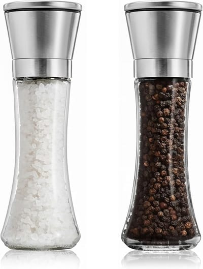 Ynkkvre - Pepermolen - Zoutmolen - Roestvrij Staal En Glas Met Keramisch Maalwerk - 2 Stuks - Keuken Gebruik Zwart