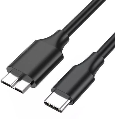Qost - USB-C naar Micro USB-B kabel - Harde Schijf Kabel - Micro B 3.0/5Gbps - USB HDD kabel - Zwart - 1 Meter