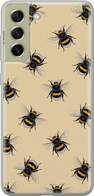 Leuke Telefoonhoesjes - Hoesje geschikt voor Samsung Galaxy S21 FE - Bijen print - Soft case - TPU - Print / Illustratie - Geel