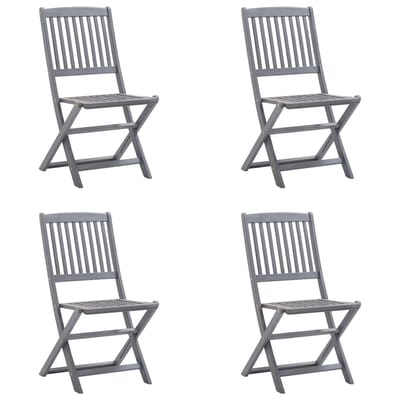 vidaXL - Set - van - 4 - klapstoelen - met - kussens, - gemaakt - van - massief - acaciahout.