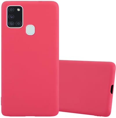 Cadorabo Hoesje geschikt voor Samsung Galaxy A21s in CANDY ROOD - Beschermhoes gemaakt van flexibel TPU silicone Case Cover