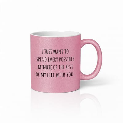 Romantische Liefdesquote Mok – Roze Glitter Keramische Koffiemok 330 ml – “Mijn Leven Met Jou” Cadeau