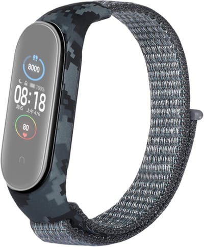 Nylon bandje camouflage case - geschikt voor Xiaomi Mi Band 3 / Mi Band 4 / Mi Band 5 / Mi Band 6 - grijs