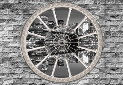 Fotobehang Brick Wall Brooklyn Bridge  | XL - 208cm x 146cm | 130g/m2 Vlies