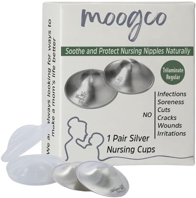 Moogco Zilveren Tepelkapjes - Tepelbeschermers – Nursing Cups - Borstkompressen – 999k Zilver – Reguliere Maat – Incl. Opbergetui