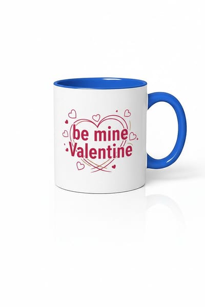 Valentijn Mok 'Be Mine Valentine' | Wit & Blauw Keramiek met Hartjes Design