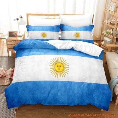 Argentijnse Vlag Beddengoed Set Eenpersoons Twin Vol Queen King Maat Bedset Volwassene Kind Slaapkamer Dekbedovertrek Sets 3D Print Hoeslaken Set US Twin 173x218cm