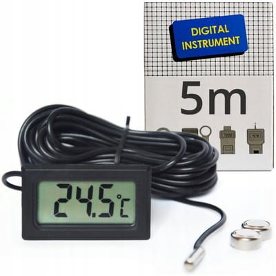 Digitale Koelkast Thermometer - 5m Kabel - Diepvries & Aquarium Thermometer - Binnen & Buiten - Nauwkeurig