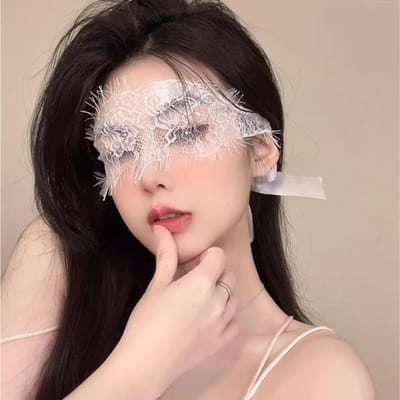 Accessoires de lingerie sexy en dentelle, bandeau pour les yeux, transparent, lit taquin, sexy, chaud, passion, abstinence, évidé one size fits all blanc