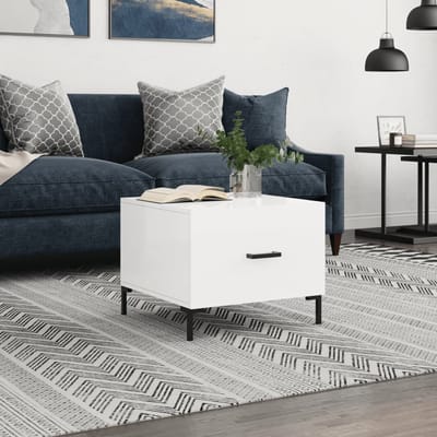 vidaXL - Salontafel - 50x50x40 - cm - bewerkt - hout - hoogglans - wit