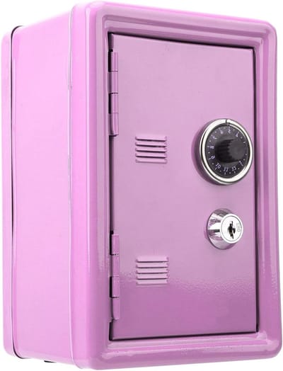 Mini Geldkist - Spaarpot Kinderen - Veilig Sparen - Combinatieslot & Sleutel - 18 x 12 x 10 cm - Roze