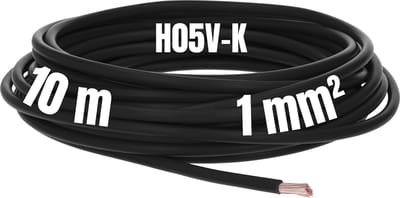 Kalitec 10 meter H05V-K 1 mm² zwarte bedrading kabel I kernkabel flexibel I PVC enkelader I meeraderig 1mm2 I bedrading fijnaderig I enkele kabel I kabel massief I kabel vlamvertragend