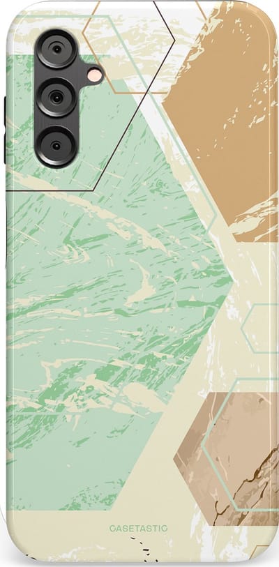 Casetastic hoesje geschikt voor Samsung Galaxy A14 (2023) 5G / Samsung Galaxy A14 (2023) 4G - Dubbellaagse bescherming - Vlaklicht - Fashion Case - Crème Mintgroen Wit Lichtgrijs