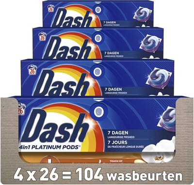 Dash 4in1 Wasmiddel Pods Amber & Orchidee - 4 x 26 wasbeurten