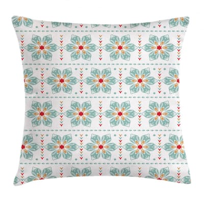 ABAKUHAUS Vintage-Winter Kussenhoes – Noel Poinsettia – 50x50 cm – Licht teal