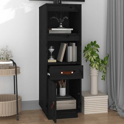 vidaXL - Hoge - kast - 34x40x108,5 - cm - massief - grenenhout - zwart