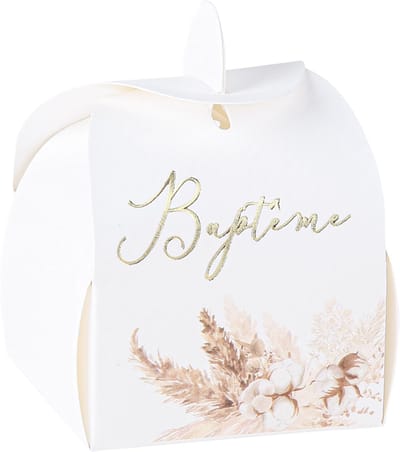 ARTYFETES - 10 doosjes voor doop pampas en katoenbloemen van karton 5x7 cm