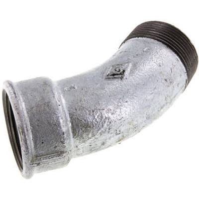 L-Koppeling 45° R1 1/2'' Buitendraad X Rp1 1/2'' Binnendraad Gietijzer 25bar