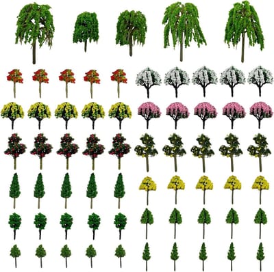 Model Miniatuur Bomen Set van 65 Stuks voor Spoorweg en Diorama Decoratie, Ideaal voor DIY Landschappen en Train Scenarios