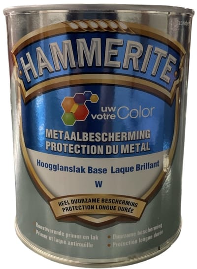 Levis Hammerite Metaallak Hoogglans - Decoratieve roestwerende metaallak 2 in 1 op solventbasis - 1 L RAL 9010 Pure White ( gebrokenwit)
