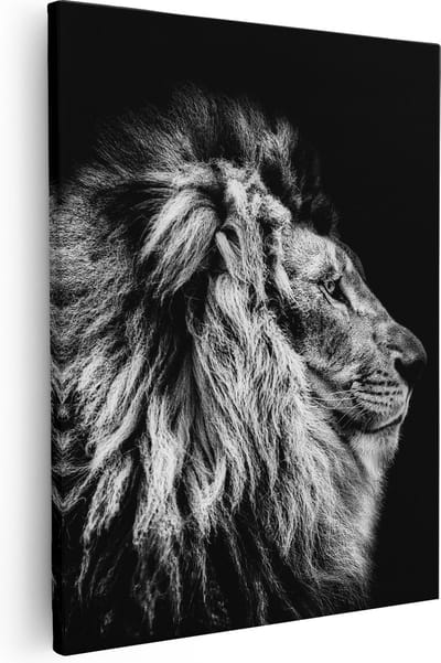 Artaza Canvas Schilderij Leeuwenkop - 40x50 cm - Muurdecoratie Dieren - Wanddecoratie Leeuw - Kamer Accessoires Woonkamer