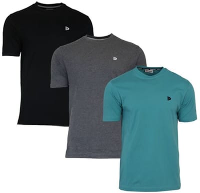 3-Pack Donnay - T-shirt (Vince) - Sportshirt - Heren - Black/Charcoal/Teal Blue (763) - maat S
