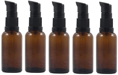 Dailygoods- Pompfles 30ml - 6 Stuks - Amber Glas - Navulbaar - Lichtbeschermend - Lekvrij - Handig voor Reizen - Cosmetische Fles