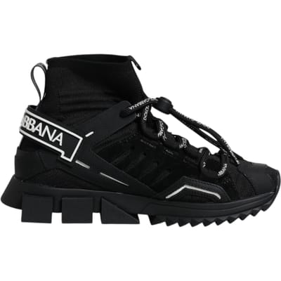 Dolce & Gabbana Zwarte Sorrento Sokken Logo Sneakers Schoenen