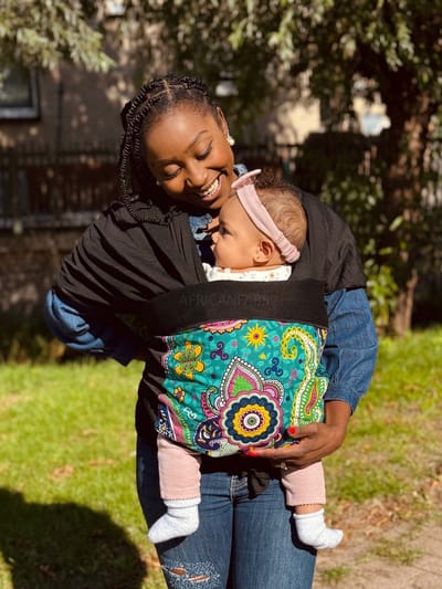 Afrikaanse Print Draagdoek / Draagzak / baby wrap / baby sling - Turquoise Paars Paisley - Baby wrap carrier