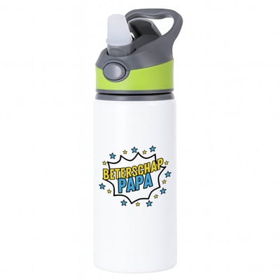 Hacebo® - Beterschap papa waterfles met rietje groen - een papa die ziek is of iets gebroken heeft - cadeau voor zieke vader - ziek - koorts - snel beter worden - cadeau - beterschap cadeau - kado - gift - geschenk - water fles - 650ML
