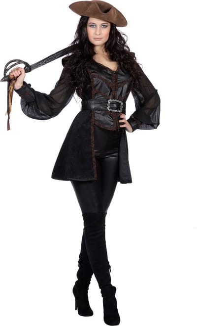 Pirate Skull jas zwart/bruin voor dame maat 52