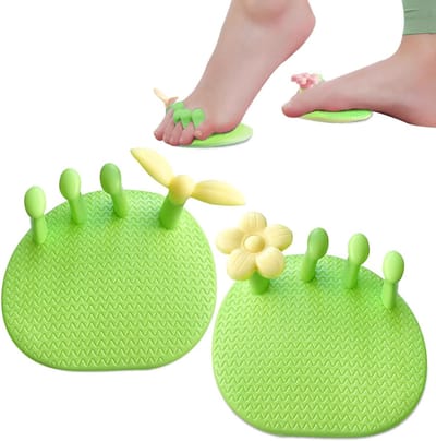 2 paar Yoga teenspreiders voor overlappende tenen voor vrouwen, teenspreiders met bloemen en bladeren voor vrouwen, knobbelcorrector voor dunne benen, geschikt voor mensen met plantaire fasciitis, knobbels en andere voetpijn