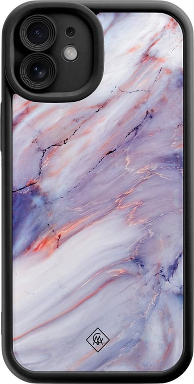 Casimoda® hoesje - Geschikt voor iPhone 11 - Marmer Paars - Effen telefoonhoesje met lensbescherming - Siliconen/TPU - Backcover - Paars