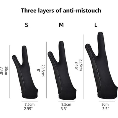 2 Paires de Gants d'Artiste à Deux Doigts Gants Anti-Taches pour Stylet Stylo Dessin Peinture Main Droite ou Gauche