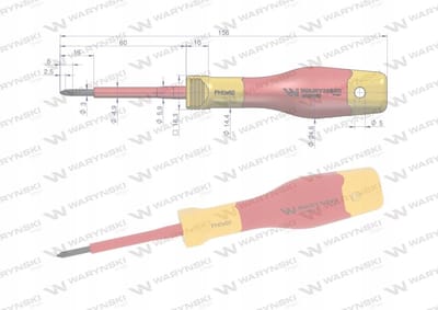 Waryński VDE Schroevendraaier PH0 x 60mm Geïsoleerd Staal S2