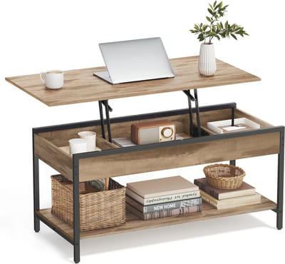 VASAGLE - Salontafel - Bijzettafel - Met Opbergruimte - Verstelbare Hoogte - Voor Woonkamer