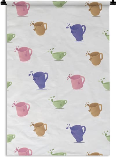 Wandkleed - Wanddoek - Patronen - Thee - Theekop - 60x90 cm - Wandtapijt