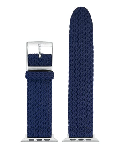 EULIT perlon horlogeband geschikt voor Apple Watch 38/40/41 - Serie 1/2/3/4/5/6/7/8/9/10 + SE - palma pacific smart - 20 mm - marineblauw blauw - metalen zwart gesp - incl.adapter